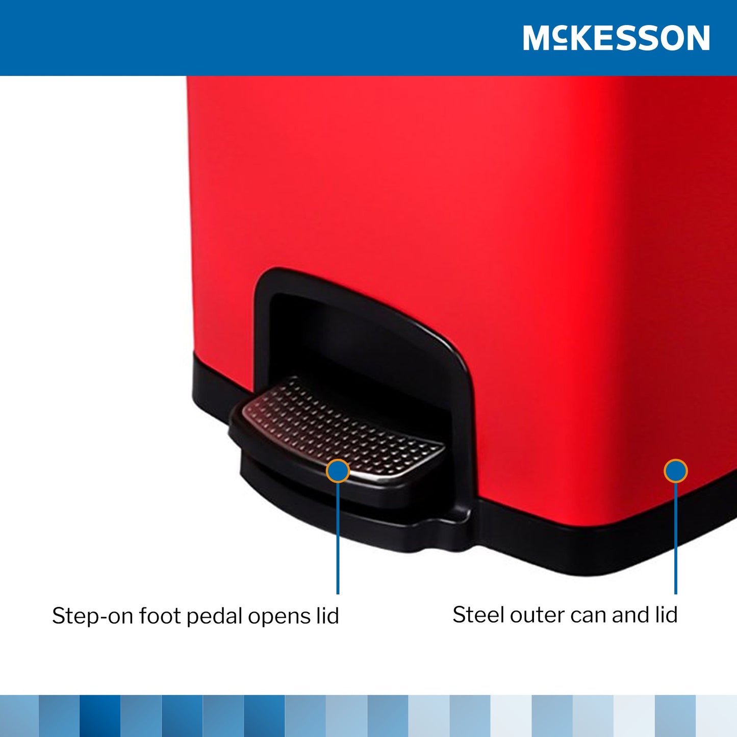 WASTECAN, STEP-ON SQ METAL RED32QT