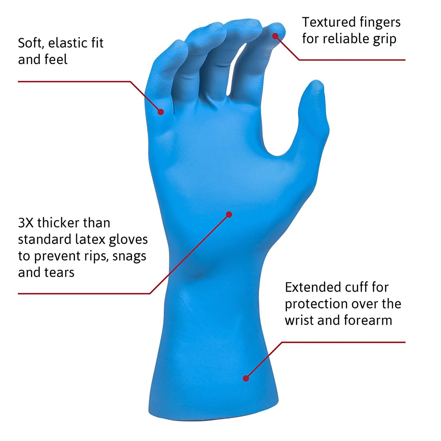 SafeGrip® Latex Extended Cuff Length Exam Glove, Extra Large, Blue