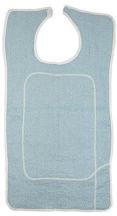 Beck's Classic Adult Bib with Barrier, White and Blue Terry, 18 x 36 Inch