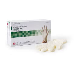 McKesson Confiderm Latex Exam Gloves Small NonSterile Ivory Textured Fingertips Standard Cuff Length 100 per Box