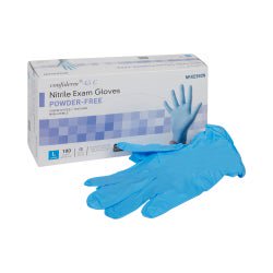 McKesson Confiderm 4.5C Nitrile Exam Gloves Large NonSterile Blue Textured Fingertips Chemo Tested 100 per Box