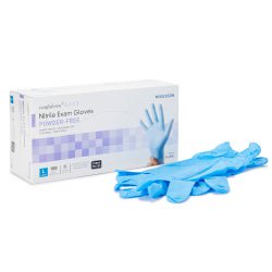 McKesson Confiderm 6.5CX Nitrile Exam Gloves Large NonSterile Blue Textured Fingertips Extended Cuff Chemo Tested 100 per Box