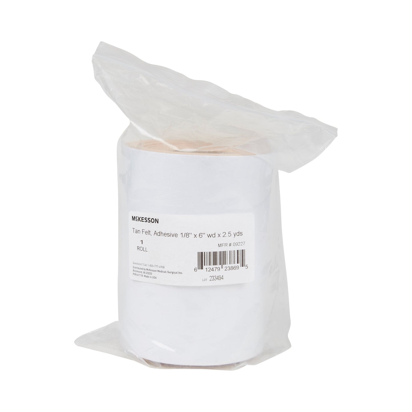 McKesson Tan Wool / Rayon Adhesive Orthopedic Felt Roll, 6 Inch x 2.5 Yard