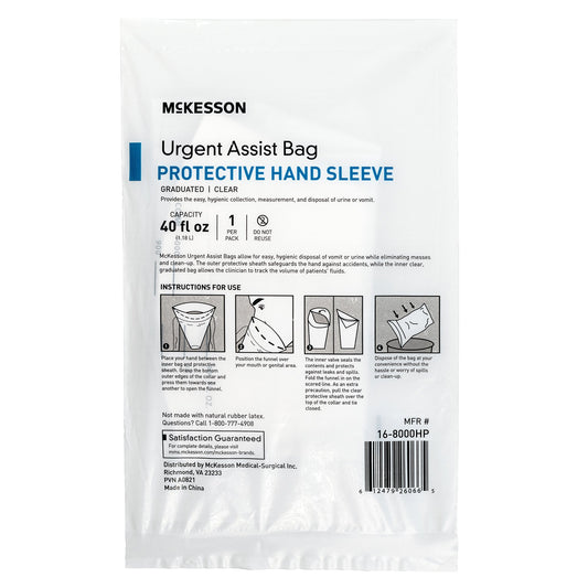 BAG, VOMIT GRAD MARKINGS W/HNDPROTECTOR CLR 40OZ (12EA/BG)