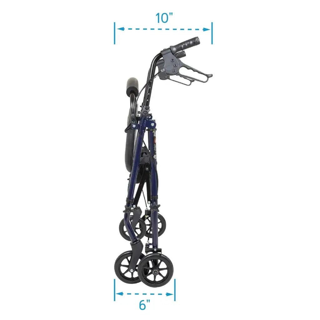 Carex Steel Rolling Walker Padded Seat 350 lbs