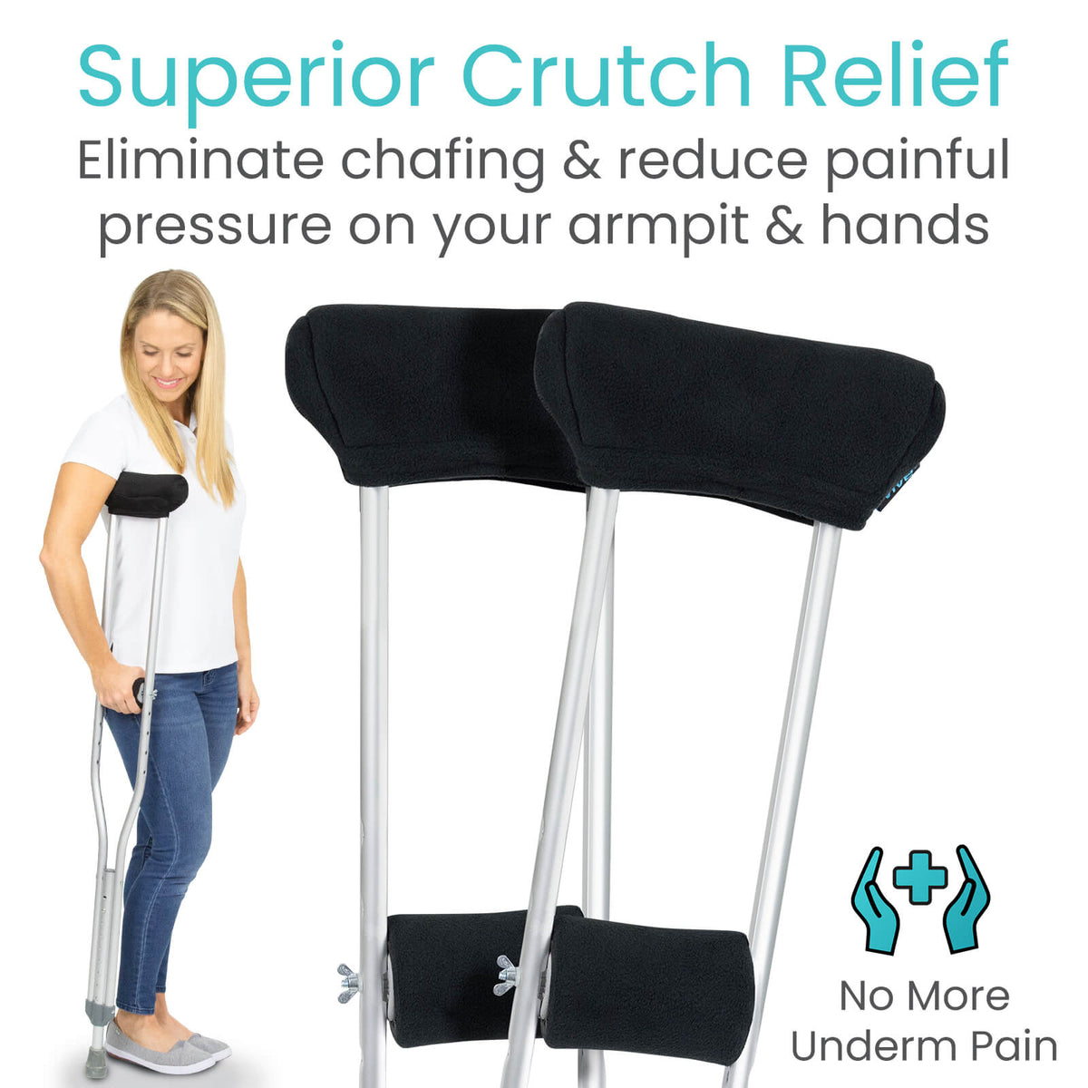 Vive Health Fleece Crutch Pads with Hand Grips