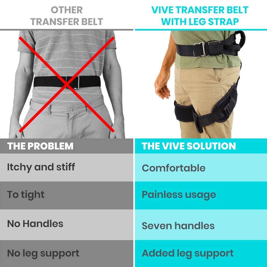 Vive Heavy Duty Transfer Belt with Leg Straps