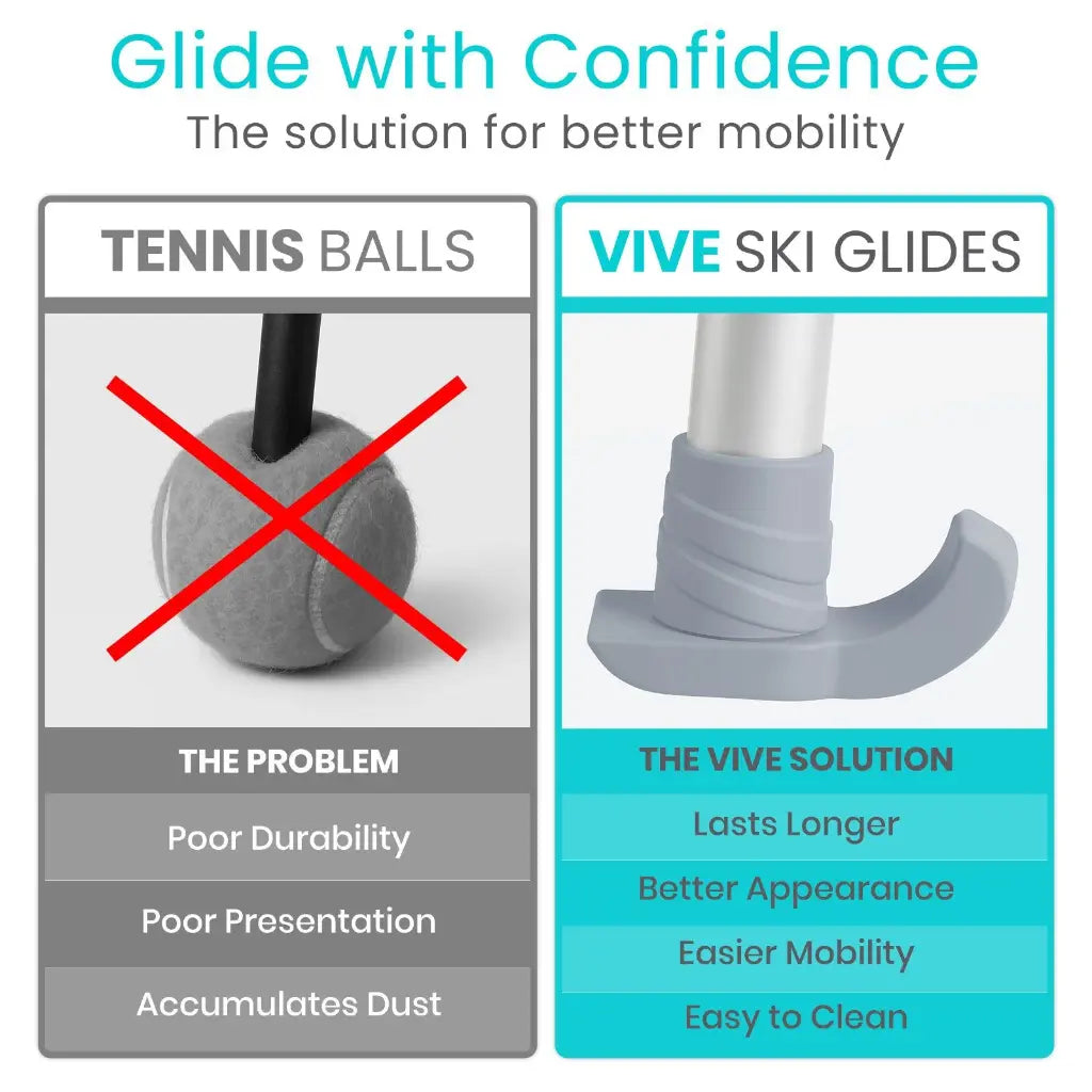Vive Health Walker Ski Glides And Covers Heavy Duty