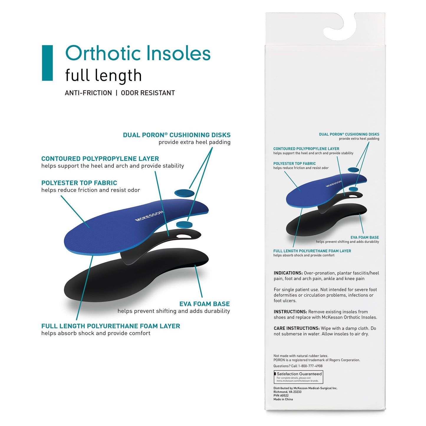 INSOLE, ORTHO FULL LNGTH D MEN7-7.5/WMN 9-9.5 (1PR/BX)