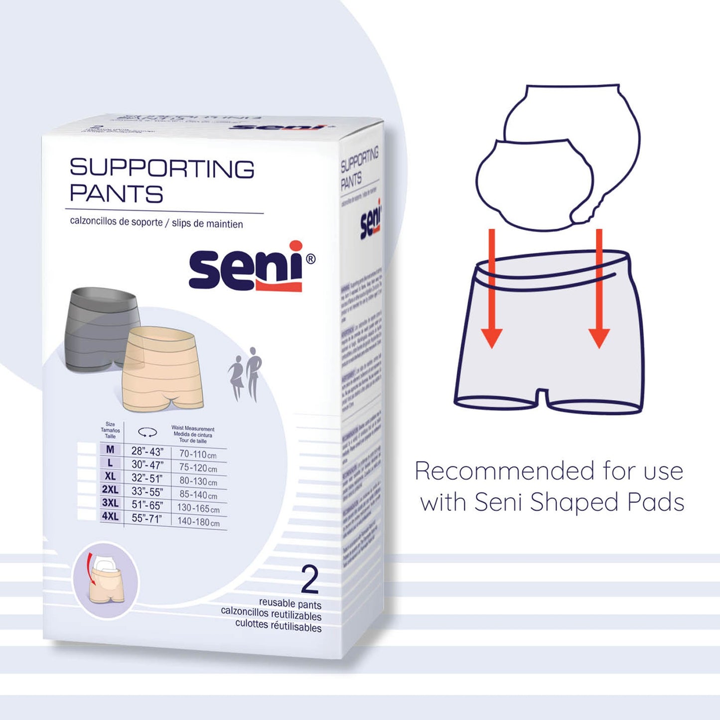 UNDERWEAR, SENI SUPPORTING NUDE/BLK 4XLG (2/PK 16PK/CS)