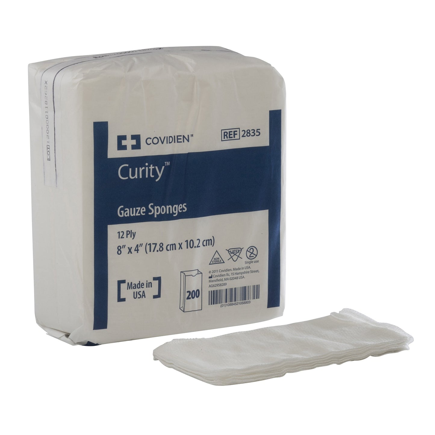 SPONGE, GAUZE 12PLY 4"X8" (200/BG)