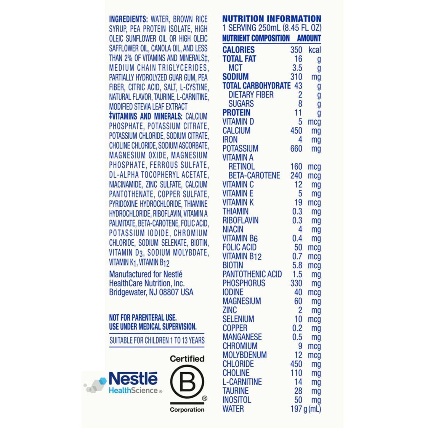 COMPLEAT, PED STD 1.4 CALORIE VANILLA CARTON 250ML (24/CS)