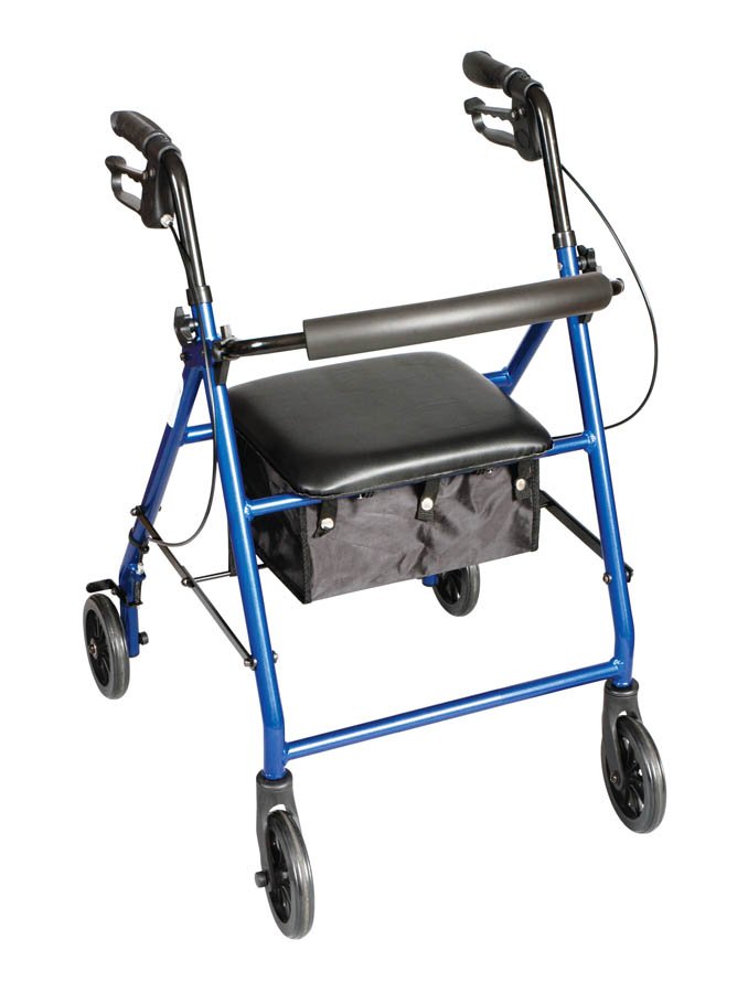 Carex® Classics Four-Wheel Rollator, 30 – 36 Inch, Metallic Blue