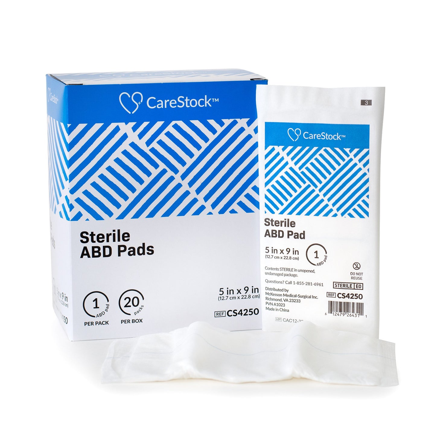 CareStock™ Sterile Abdominal Pad, 5 x 9 Inch – Nonwoven Cellulose ABD Pads
