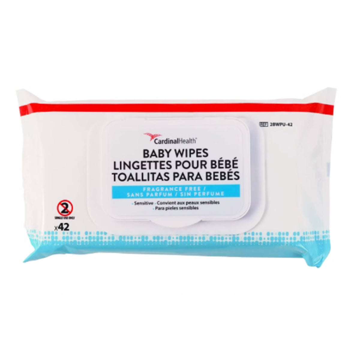 Baby Wipe Cardinal Health Sensitive Soft Pack Unscented 42 Count (24 PK/CS)