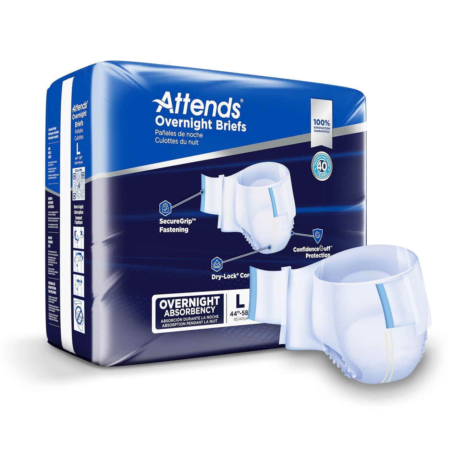 Attends® Briefs with Overnight Protection, Large