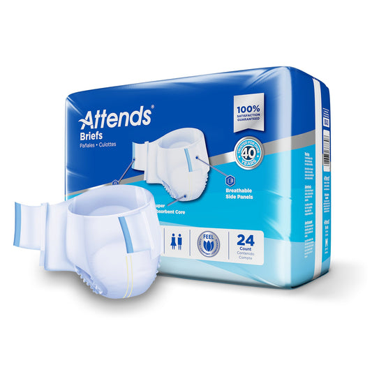 Attends® Briefs, Adult, Medium, Heavy Absorbency, Disposable, White