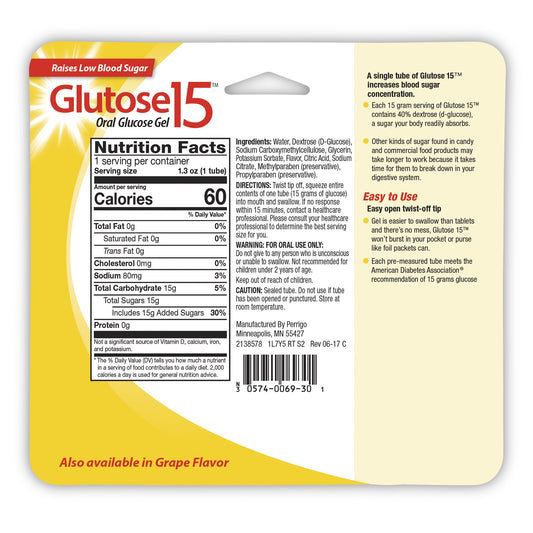GLUTOSE 15, GEL ORAL LEMON 40%45GM (3/PK)