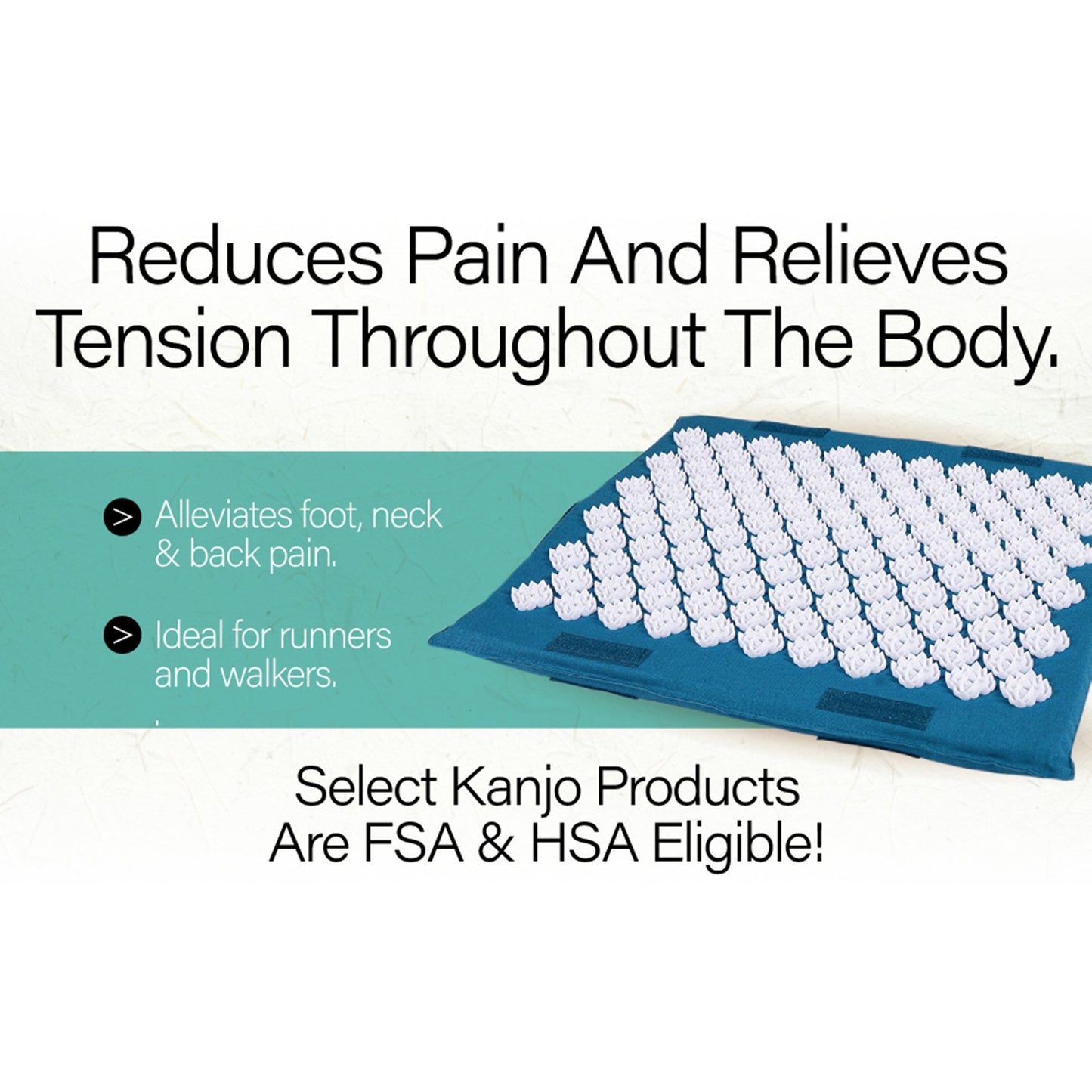 Kanjo Acupressure Foot Mat Sapphire / White Cotton-Linen Fabric / Memory Foam / Plastic 14 X 16 Inch