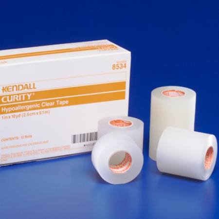 Hypoallergenic Medical Tape Kendall Hypoallergenic Clear Transparent 1/2 Inch X 10 Yard Plastic NonSterile (24BX)