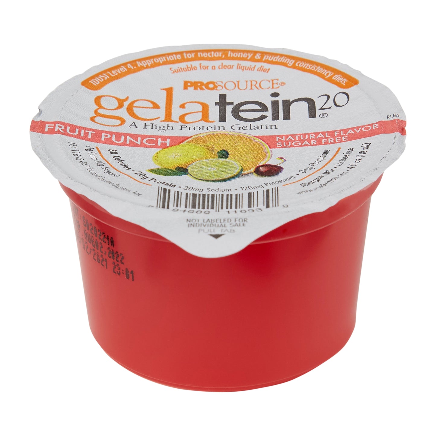 Gelatein® 20 Fruit Punch High Protein Gelatin, 4-ounce cup