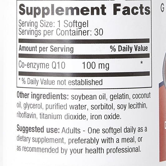 COENZYME Q10, CAP SGEL 100MG (30/BT)