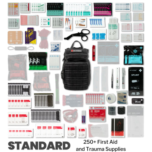 FIRST AID KIT, RECON STD 250PCNYLON BAG BLK 12.5X8.5X7.25"