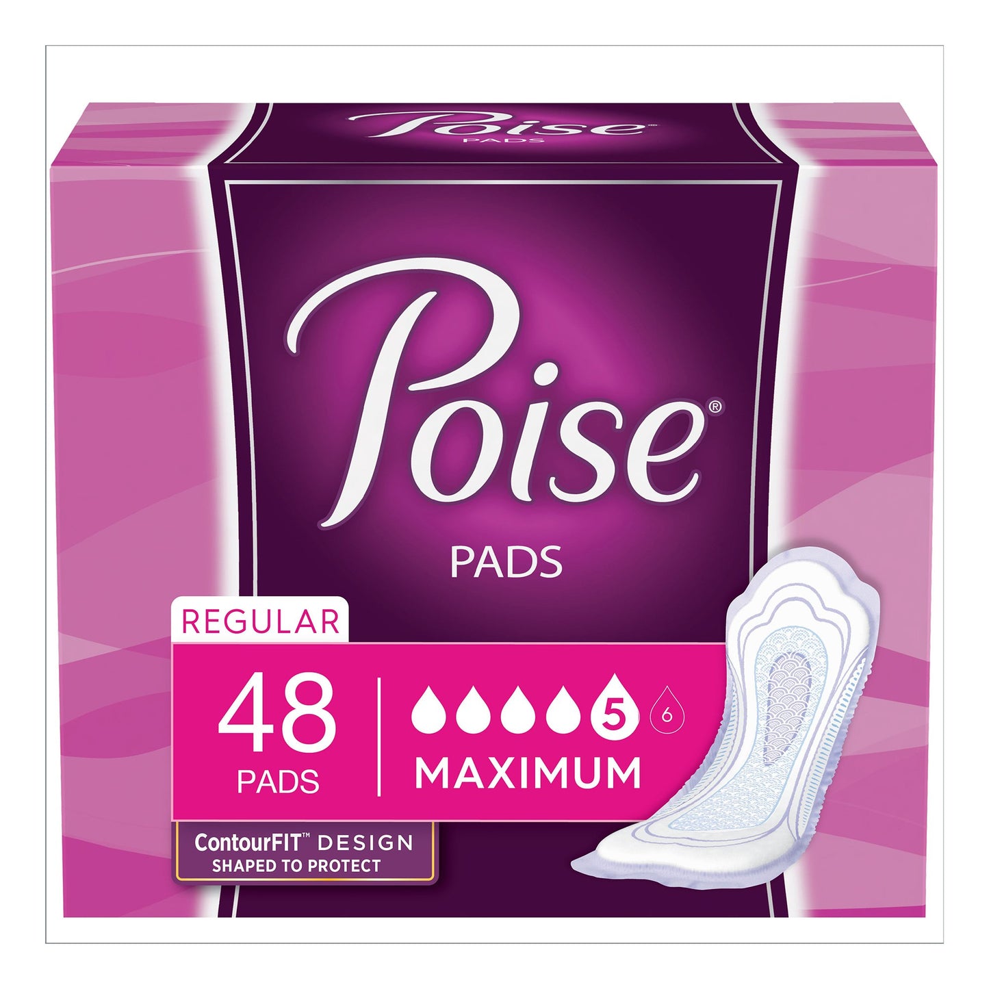 Bladder Control Pad Poise Fresh Protection 12.2 Inch Length Heavy Absorbency Sodium Polyacrylate Core One Size Fits Most