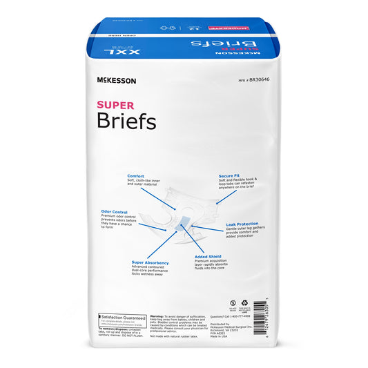 Unisex Adult Incontinence Brief McKesson 2X-Large Disposable Moderate Absorbency