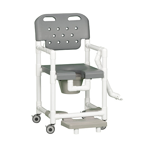 Elite Shower Chair Commode with Slideout Footrest and Lap Bar