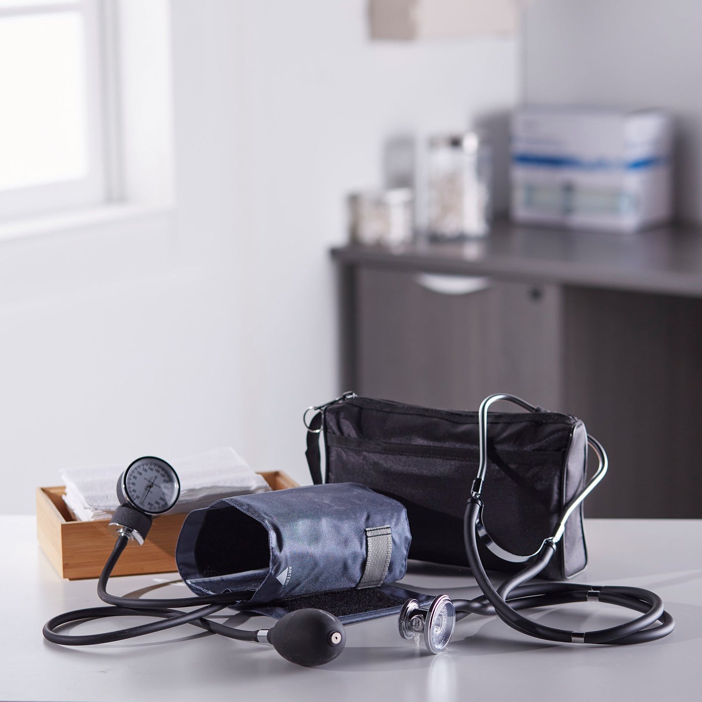 Reusable Aneroid / Stethoscope Set McKesson Brand 23 to 33 cm Adult Cuff Dual Head Sprague Stethoscope Pocket Aneroid