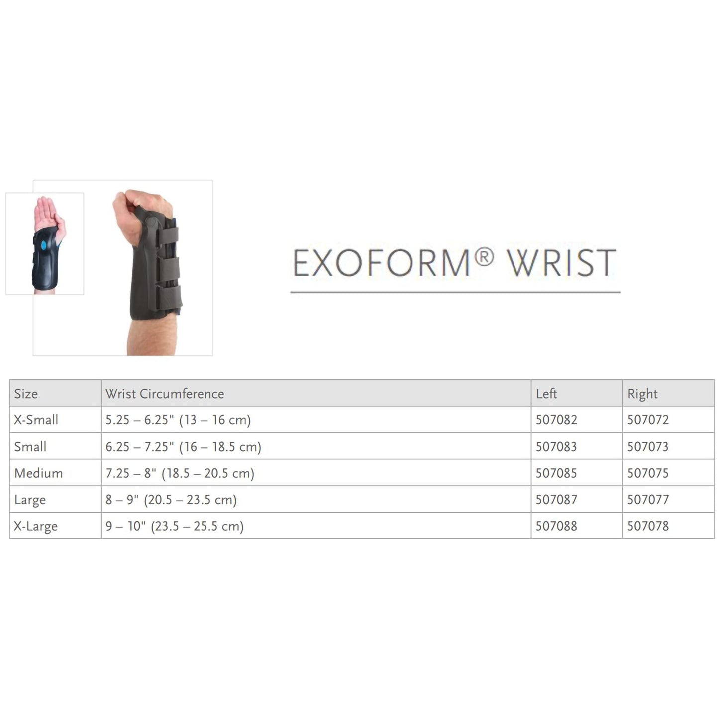 WRIST BRACE, EXOFORM RT LG 8"