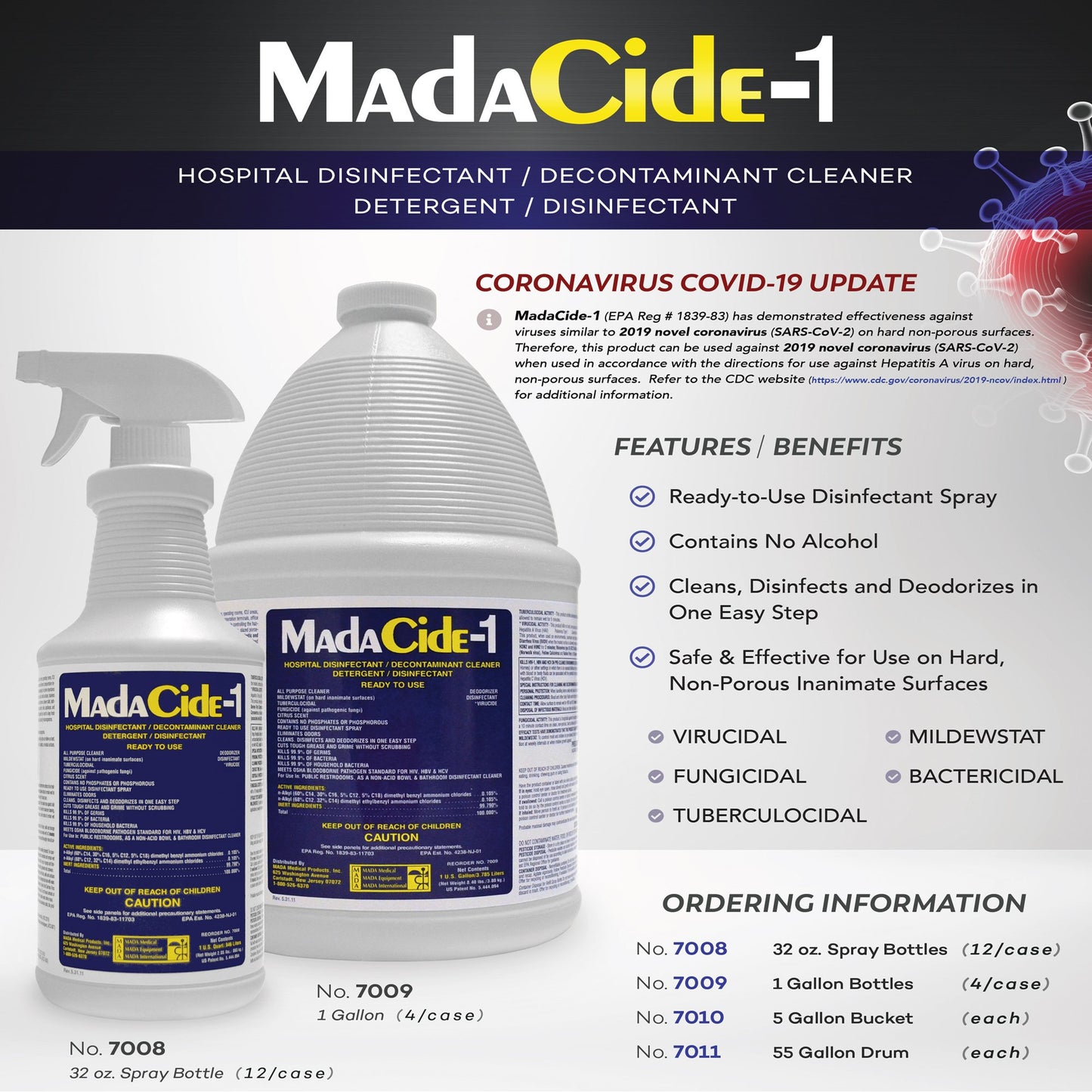 MadaCide-1® Surface Disinfectant Cleaner, 1 gal