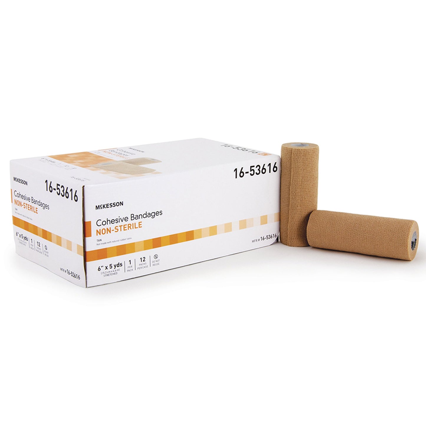 BANDAGE, COHESIVE N/S LF TAN 6" (12/CS)
