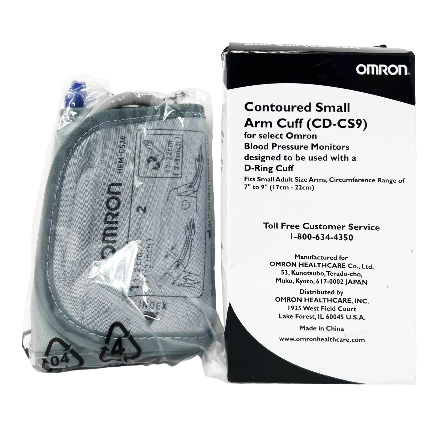 Omron® Small D-ring Reusable Blood Pressure Cuff, 17 to 22.8 centimeter