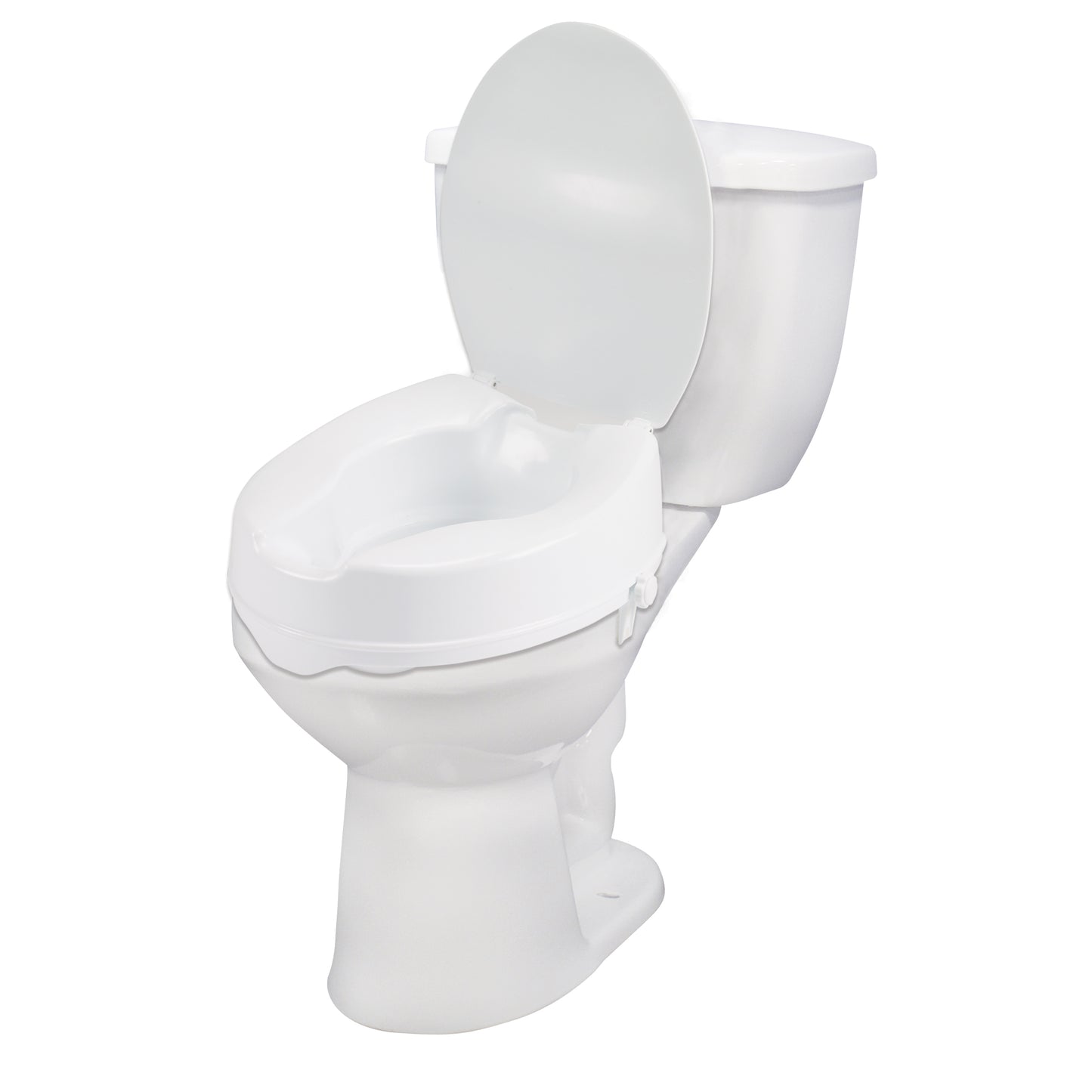 Raised Toilet Seat with Lock and Lid, Standard Seat