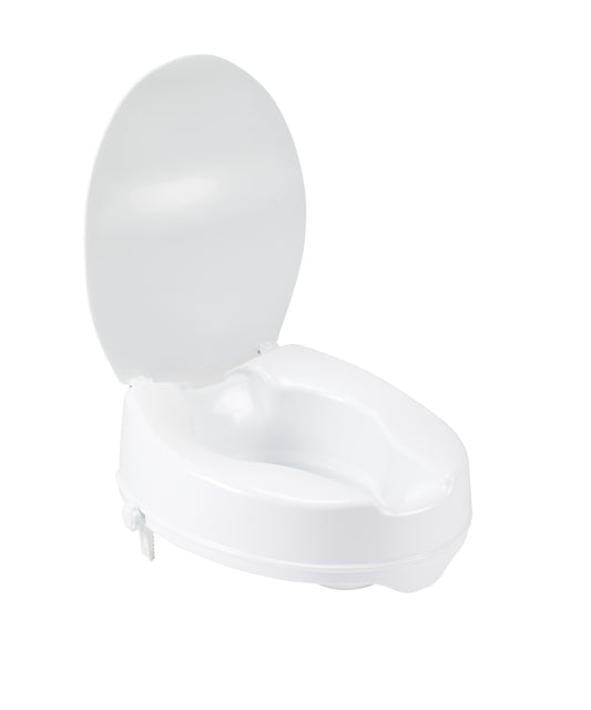 Raised Toilet Seat with Lock and Lid, Standard Seat