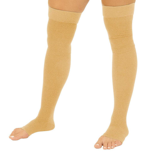 Thigh High Open Toe Compression Stockings 15-20mmHg
