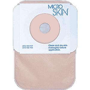 One-piece Colostomy Closed-end Pouch with Microskin Adhesive Plain Barrier and MicroDerm Thin Washer 1-1/8" Stoma Opening, 9385429