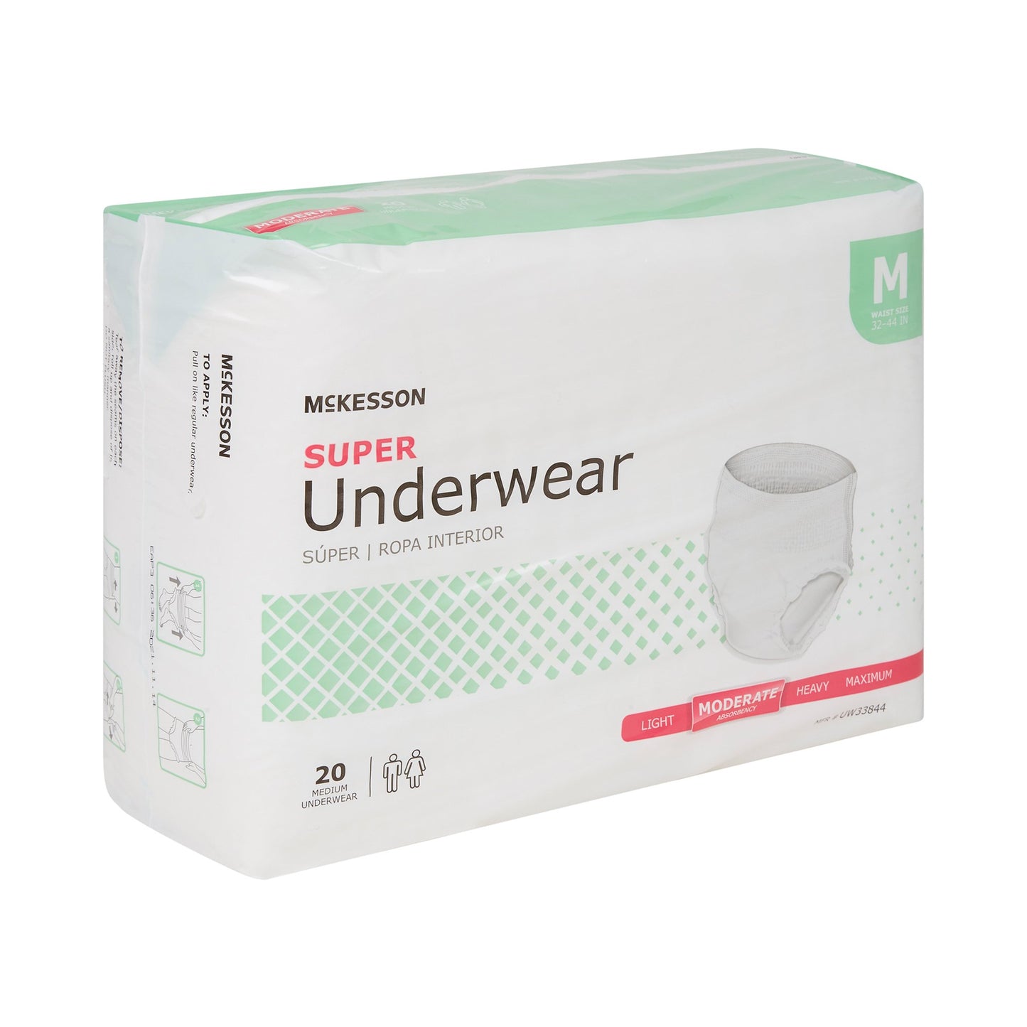 Unisex Adult Absorbent Underwear McKesson Pull On with Tear Away Seams Medium MED 32-44