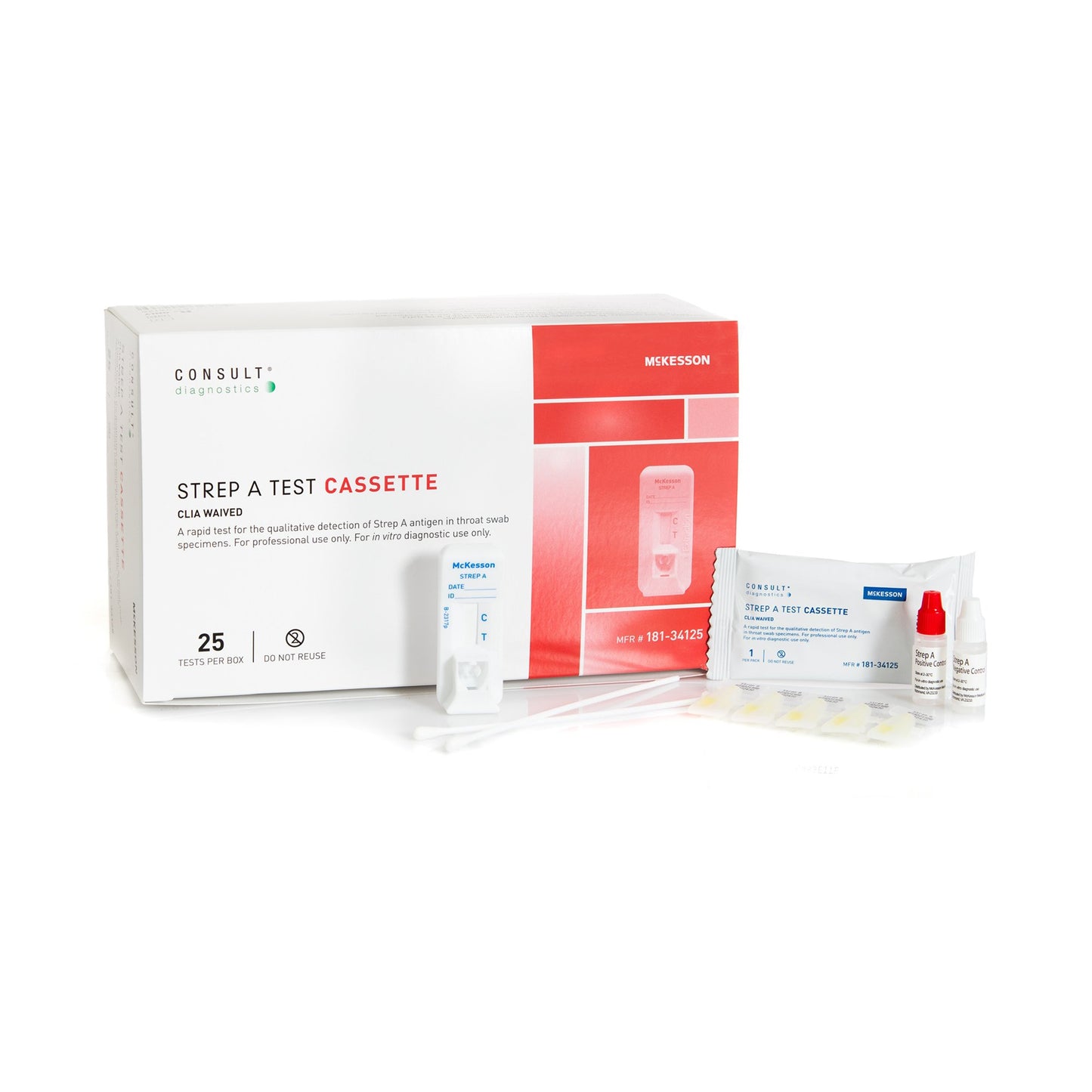 Respiratory Test Kit McKesson Consult Strep A Test 25 Tests CLIA Waived