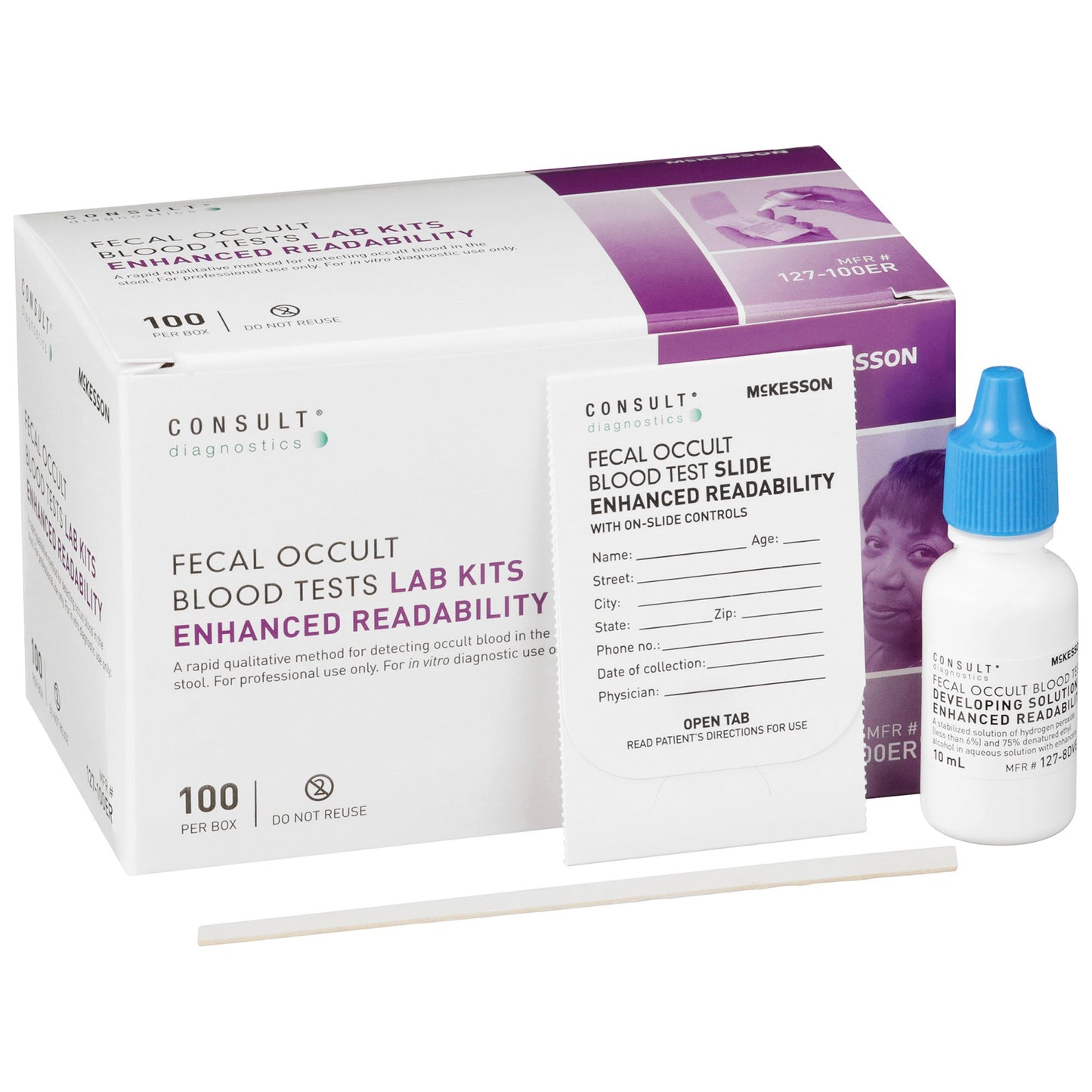Cancer Screening Test Kit McKesson Consult Fecal Occult Blood Test (FOBT) 100 Tests CLIA Waived