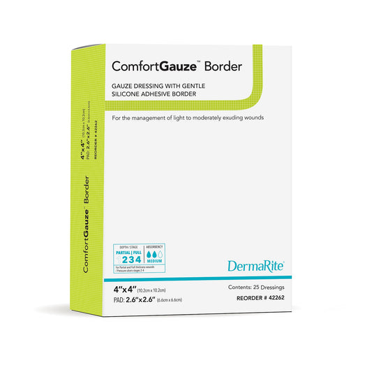 ComfortGauze™ Island Dressing with Silicone Border, 4 x 4 Inch