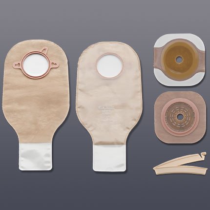 New Image™ 19106 2-Piece Clear Ileostomy/Colostomy Pouch, 102mm Flange, Yellow