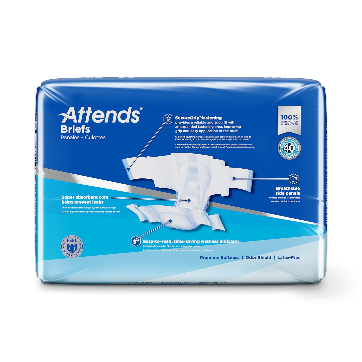 Attends® Briefs, Adult, Medium, Heavy Absorbency, Disposable, White