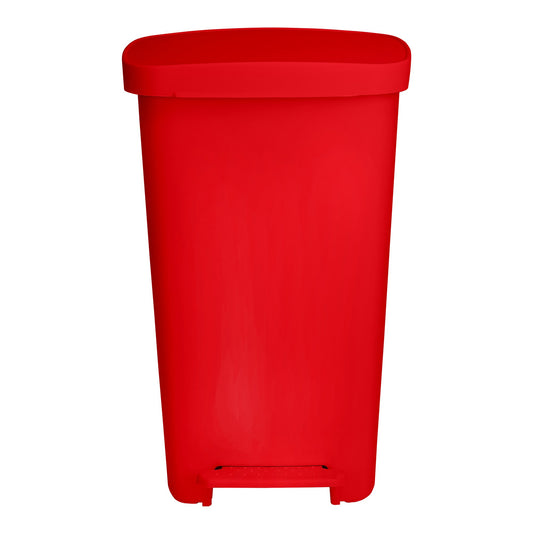 McKesson Waste Can with Step-On Pedal, Plastic, Red, 15.16 x 14.76 x 26.57 Inch