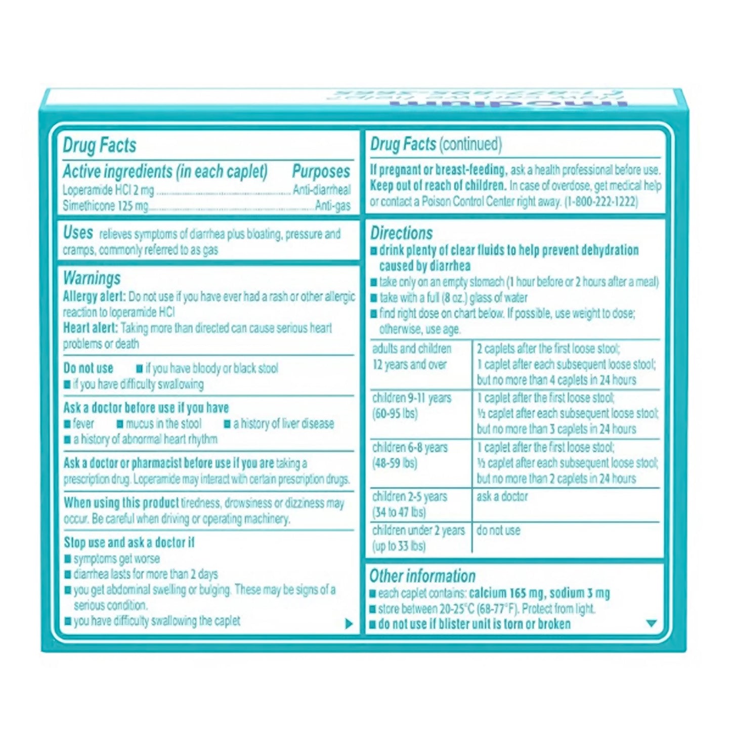 IMODIUM, CAP MULTI-SYMPTOM RELIEF 2MG/125MG (18/BX)