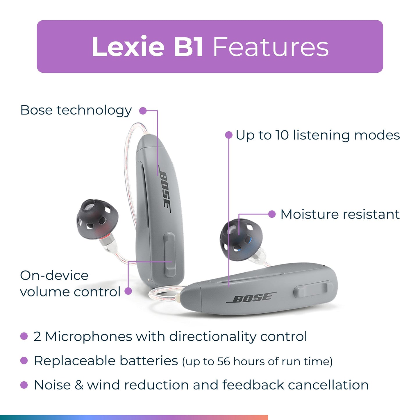 HEARING AID, LEXIE B1 OTC SELF-FIT F/SENIOR & ADLT (6/CS)
