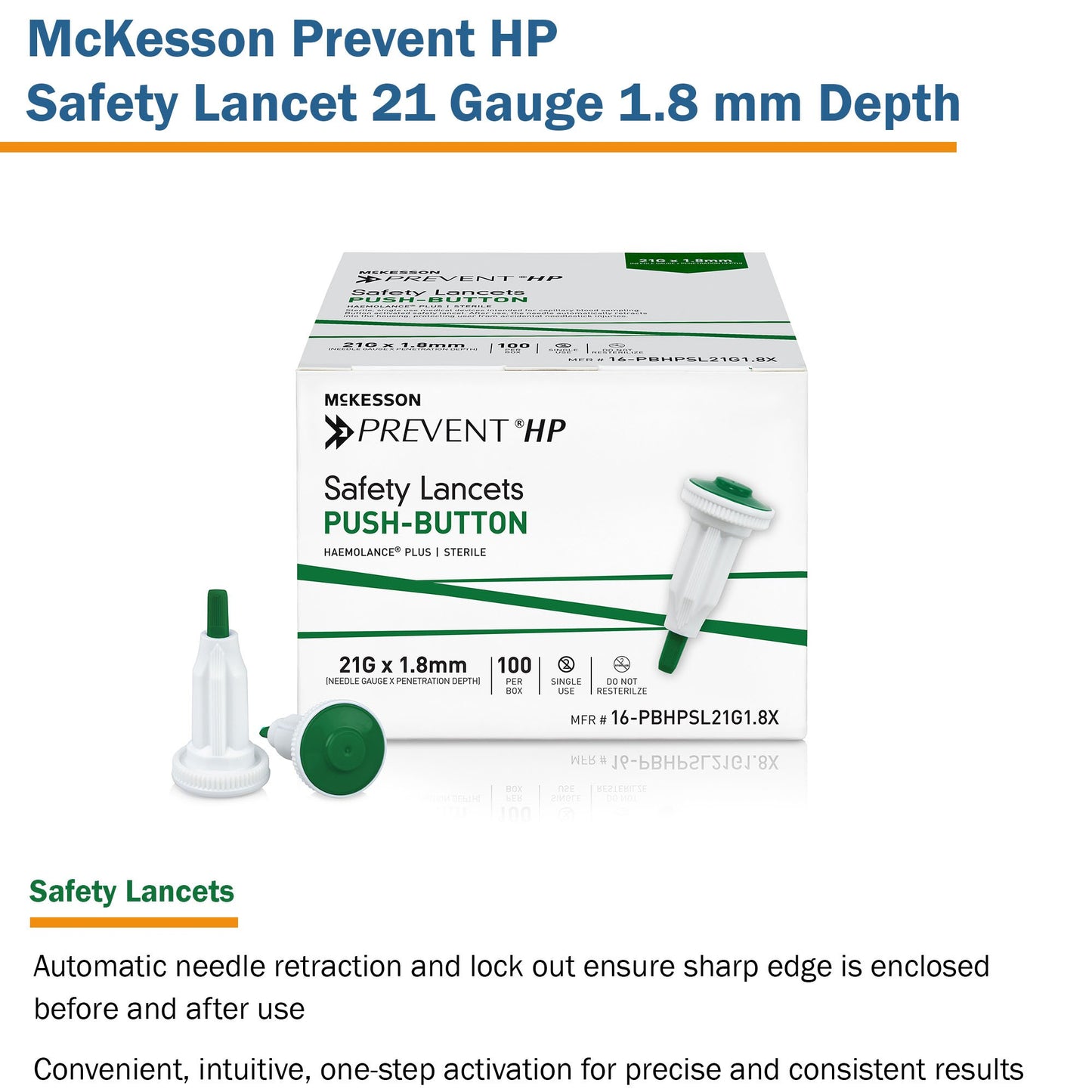 LANCET, HAEMOLANCE 21GX1.8MM (100/BX 20BX/CS)