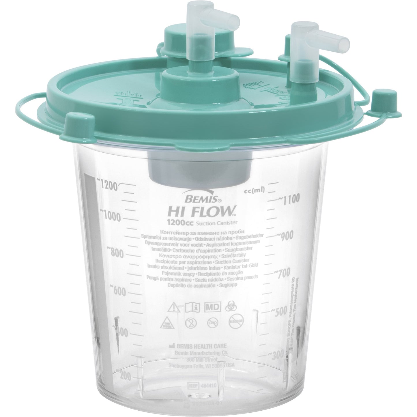 Rigid Suction Canister Hi-Flow 1200 mL Pour Lid